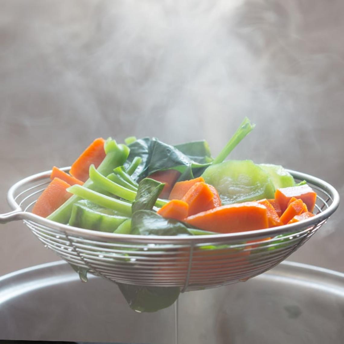 Close up of steaming vegetables