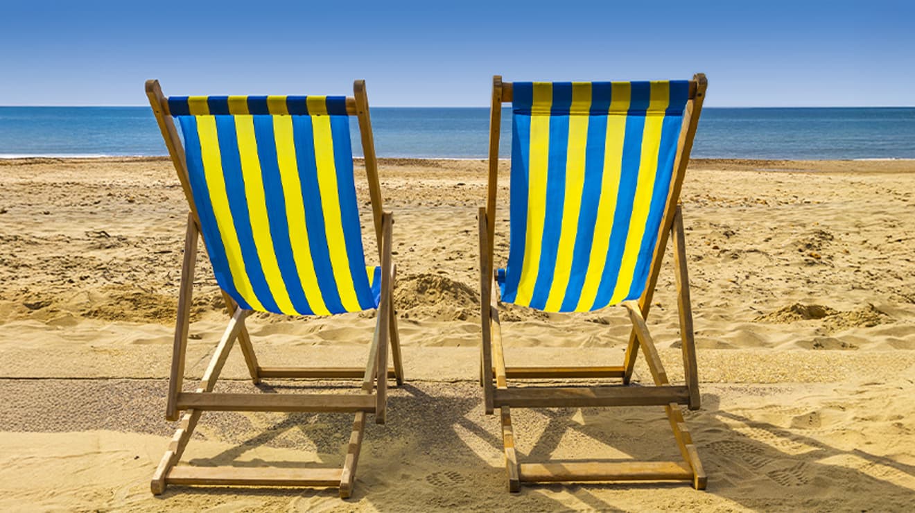 Deck chairs on a beach