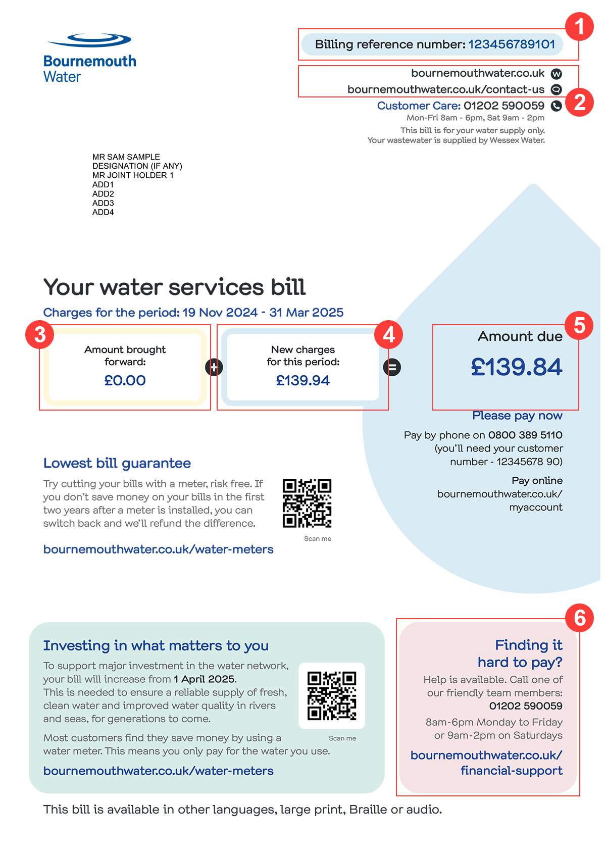 Bournemouth Water - Unmeasured bill - PG1