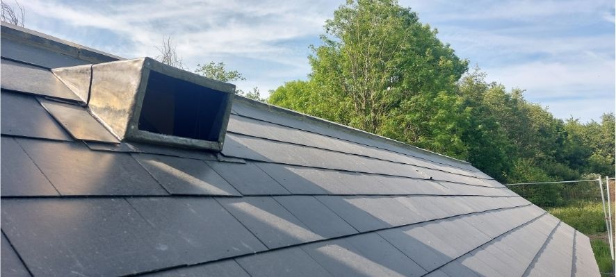roof of the renovated pump building showing dormer access for the bats